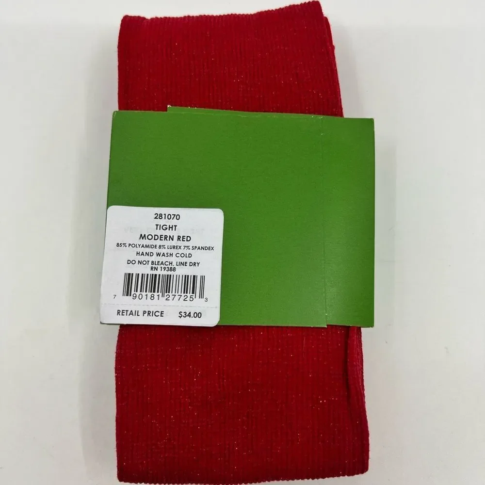 Kate Spade New York Tights  Red Sparkle Modern Women’s Size M/L NWT